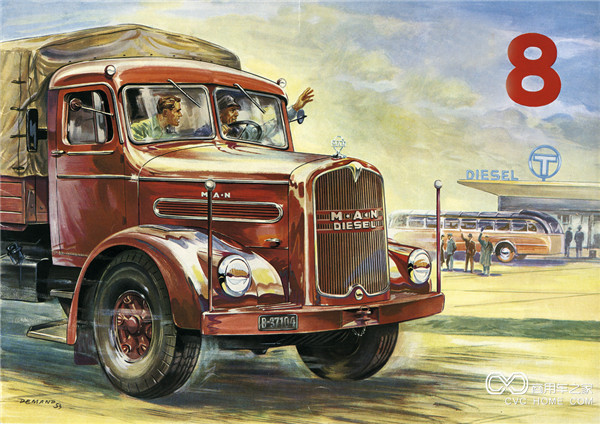 1951年,匹配了V8發(fā)動機的曼恩F8卡車，可達180 馬力。.jpg